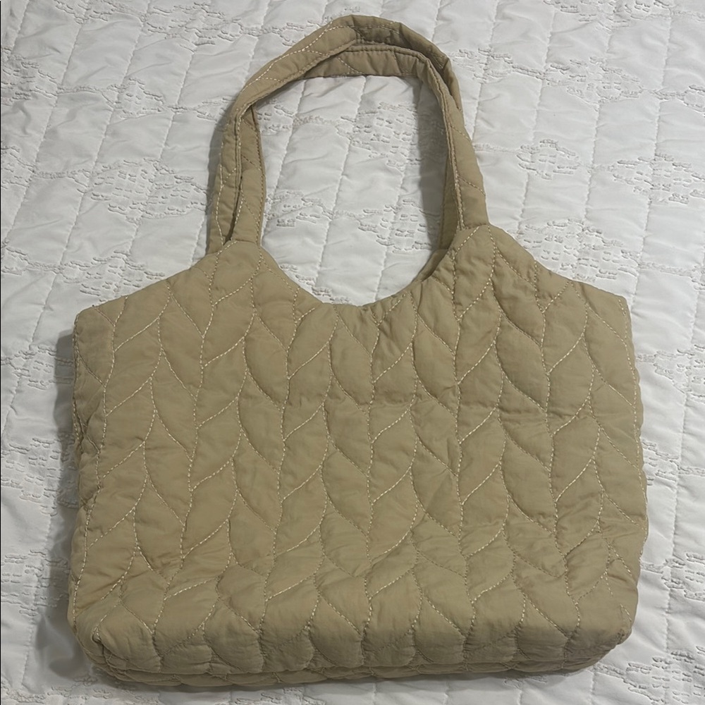 Quilted Tan Tote Bag